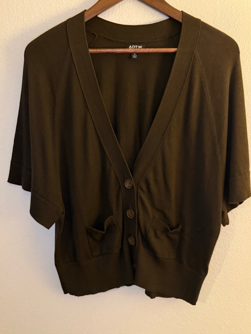 APT 9 Black Short-Sleeve V-Neck Button Cardigan